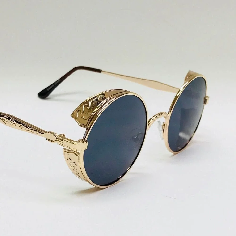 Vintage Round Steampunk Sunglasses‎ Women Men Circle Gothic Glasses Retro Metal